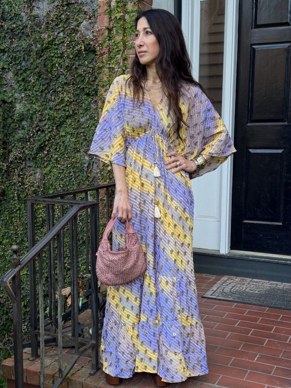 ShopEvelynne Lavender and Yellow Printed Maxi Dress - Picture 2 of 4